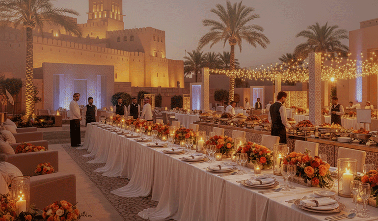 Outdoor catering setup by Starkrutours Oman